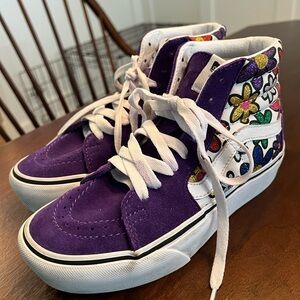 Vans Hi-top Sneakers Purple Suede Glutter Flowers 4